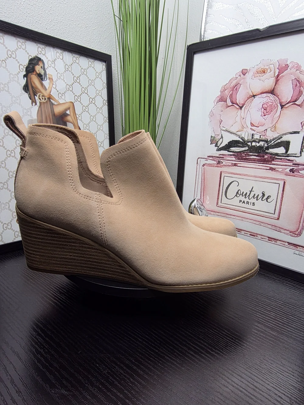 Toms Blush Suede Wedge Bootie